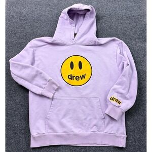 drew house Lilac Hoodie with Yellow Smiley Logo